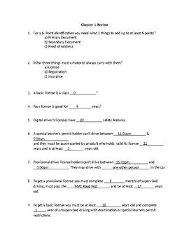 Drivers Ed Answers Chapter 1