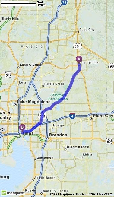 Driving Distance from Bradenton, FL to Zephyrhills, FL