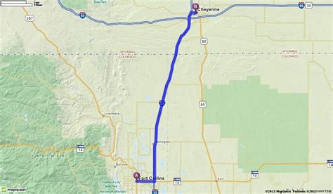 Driving Distance from Cheyenne, WY to Fort Collins, CO