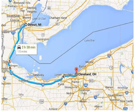 Driving Distance from Detroit, MI to Pittsburgh, PA - Travelmath