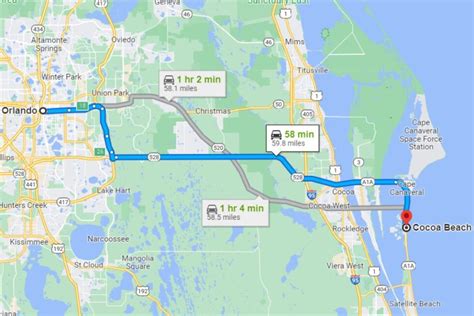 Driving Distance from Orlando, FL to Cocoa Beach, FL