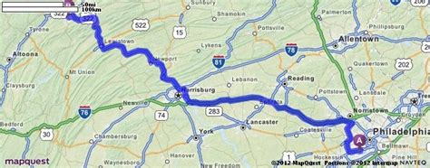 Driving Time from Philadelphia, PA to University Park, PA