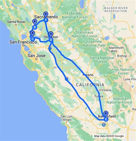 Driving Time from Sacramento, CA to Merced, CA