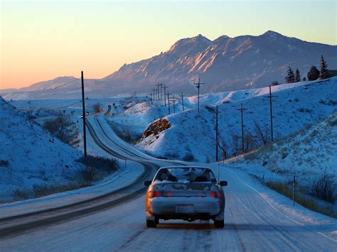 Driving in the Colorado Rocky Mountains in Winter