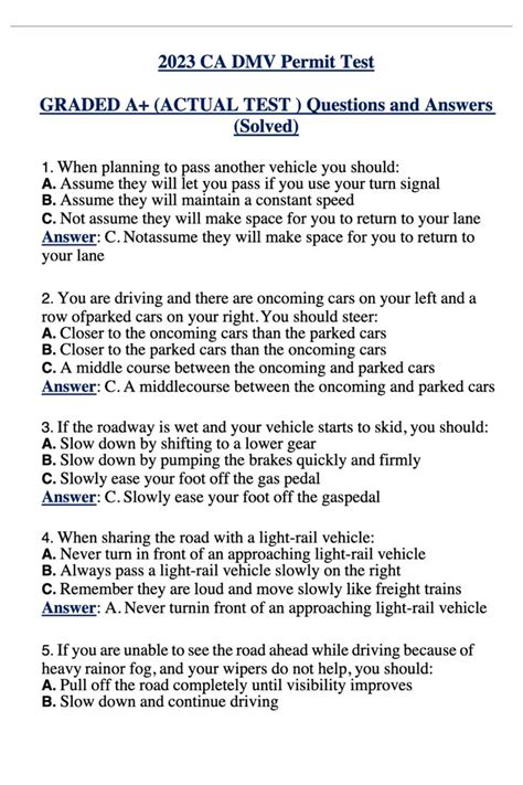 Driving test 6.  Each permit practice test question has three answer choices.  Put y...