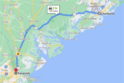 The route that we suggest taking from Charleston, SC to Savannah, GA is about 2 and a half times the quickest route and is best enjoyed over four to six days! Our ideal route is 4 hours and 34 minutes total (without additional pull offs that you may choose to take). The total distance between Savannah and Charleston for this drive is 184 miles.