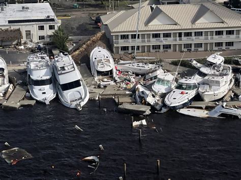 Drone video shows boats washed ashore in Hurricane Ian