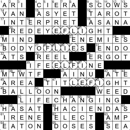 Sep 17, 2023 · The clue was last seen in the Universal crossword on September 17, 2023, and we have a verified answer for it. # Letters 3 Letters 4 Letters 5 Letters 6 Letters 7 Letters 8 Letters 9 Letters 10 Letters 11 Letters 12 Letters 13 Letters 14 Letters 15 Letters > 15 Letters . 