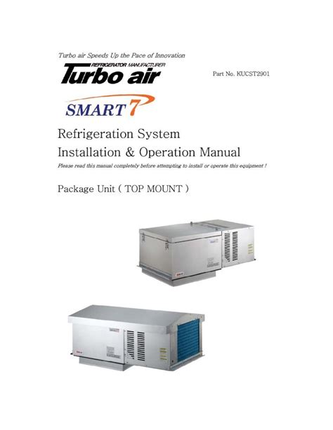 Drop In Refrigeration System Installation Operation Manual