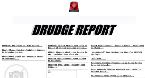 Drudge retort. Feb 13, 2023 · Matt Drudge is an Internet journalist and muckraker. Drudge's web site, Drudge Report (begun in 1994), consists primarily of links to stories about politics, entertainment, and various current events, and to many popular columnists, although Drudge occasionally authors a story of his own. Drudge started his website on a 486 computer from an ... 