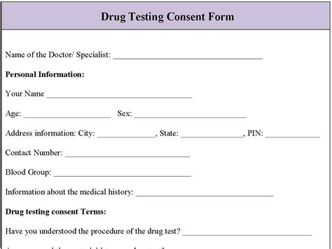 Drug Testing Consent Form Business Forms Pinterest Consent forms