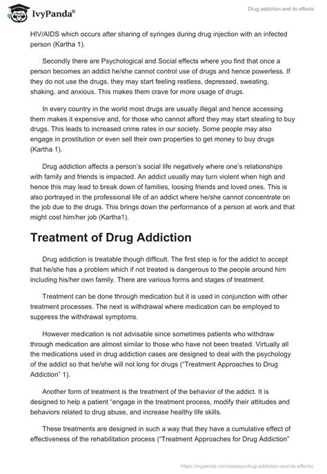 Drug addiction and its effects - 1423 Words - Free Essays