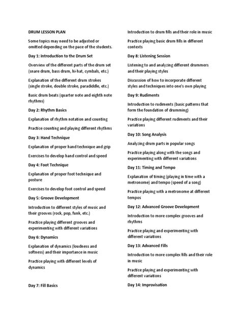 Drum lesson plan pdf.  Download the first 23-pages, plus chapters and appendixes ...