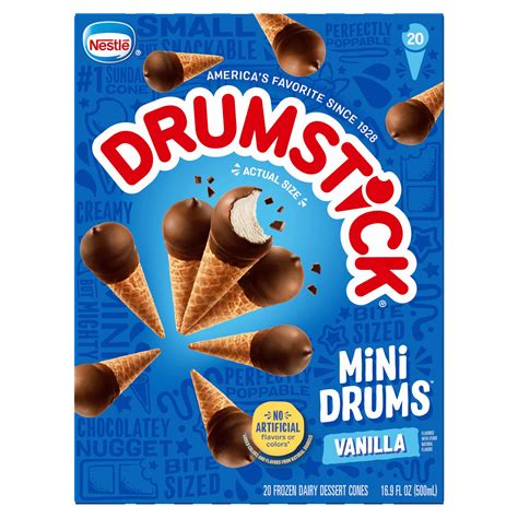 Drumstick Mini Drums Vanilla Sundae Ice Cream Cones, 20 Ct