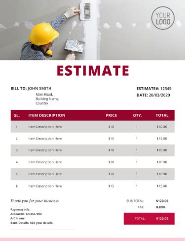 Drywall Estimate Template