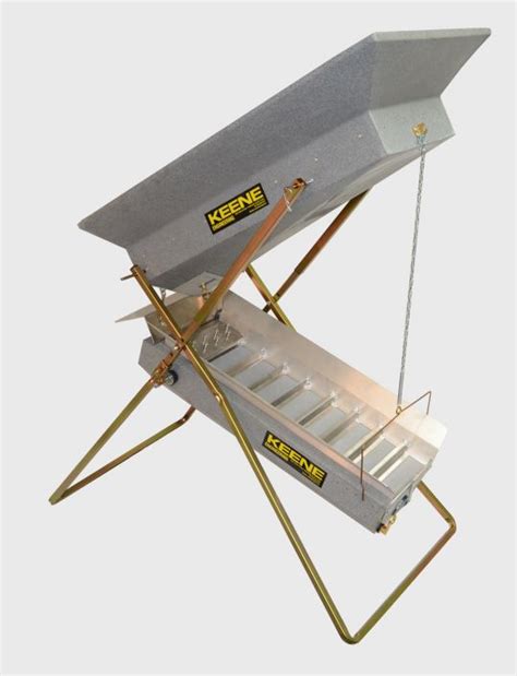 The Keene Vibrostatic Drywasher is a simple way to dry gold from your dregs. The unit uses three processes to remove gold. High-velocity air creates an electrical charge that attracts gold to the cloth riffle trays. The electrical charge then holds the gold in suspension. Heavy materials sink into the riffles.. 