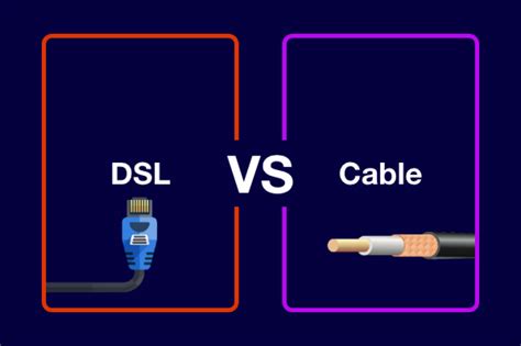 Dsl vs cable. DSL Modem vs. Cable Modem. DSL (Digital Subscriber Line) modem uses telephone lines to transmit data. Cable modem uses coaxial cables to transmit data. Its speeds range from 128 Kbps to 24 Mbps. Its speeds range from 1.5 Mbps to 100 Mbps or higher. DSL modem availability is limited to areas with telephone lines. 