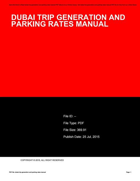 Dubai municipality trip generation and parking rates manual. - Manuale di ingegneria delle materie plastiche.