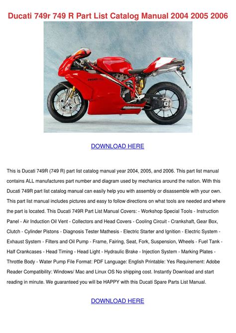 Ducati 749r 749 r part list catalog manual 2004 2005 2006. - Sample quality manual ford l 9000.
