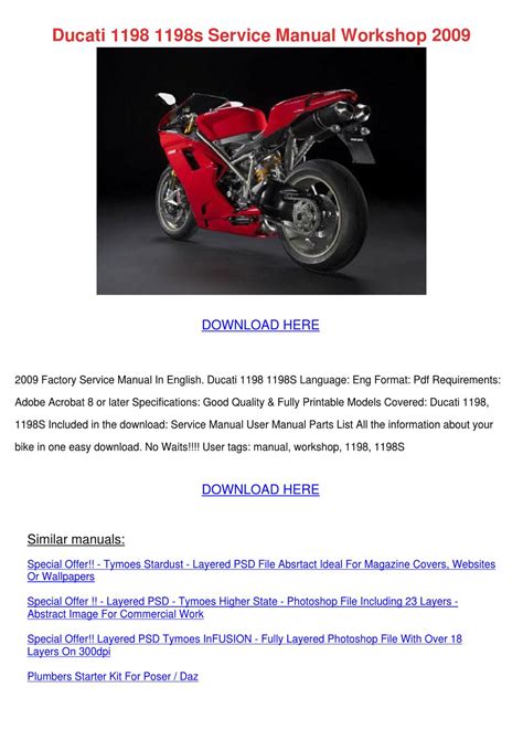 Ducati superbike 1198 1198s bike workshop repair manual. - Suzuki rm 125 1994 service manual.