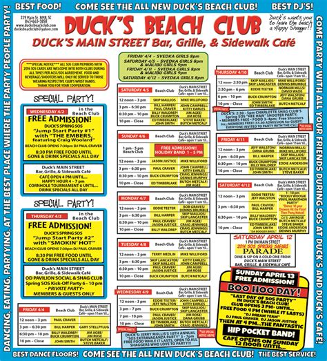 Ducks Calendar Of Events