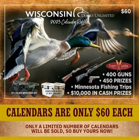 Ducks unlimited wisconsin calendar. Last chance to get a 2024 Wisconsin DU Calendar!!! insert_invitation Tue, Mar 5, 2024 7:00 PM (CST) location_on Southwest Wisconsin, Cassville, Wisconsin. local_activity Tickets. info Details. 