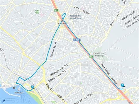 Dudullu Otogar ile Bagdat Caddesi Caddebostan arası 6,61 km'dir.