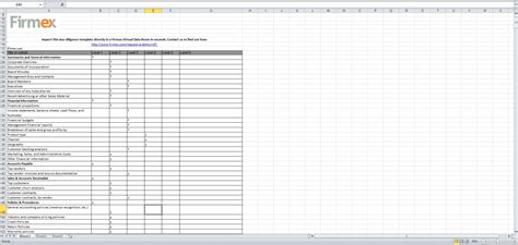 Due Diligence Excel Checklist