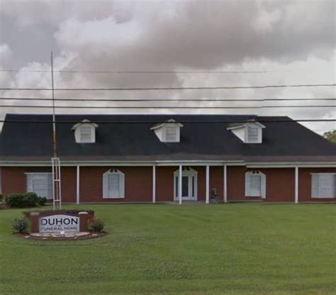 Duhon funeral home in rayne louisiana. Dec 24, 2022 · Visitation may be observed on Saturday, December 31, 2022 at The Duhon Funeral Home of Rayne, LA from 9:00 a.m. until service time. The burial will follow in the Kimble cemetery in Ridge, LA. Mrs. Mabel was born January 29, 1963 in Lafayette, LA to Joseph Sampy and Mildred Leopaul. 