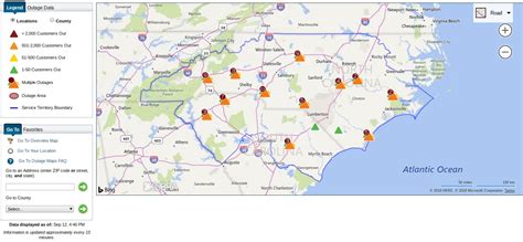 Welcome to Duke Energy. Please select your location. Knowing where your account is located will help us serve you better. Carolinas. Florida. Indiana. Ohio & Kentucky. or Use Your Location. View current power outages in your area, estimated times of restoration or report an outage from the Duke Energy outage map.. 