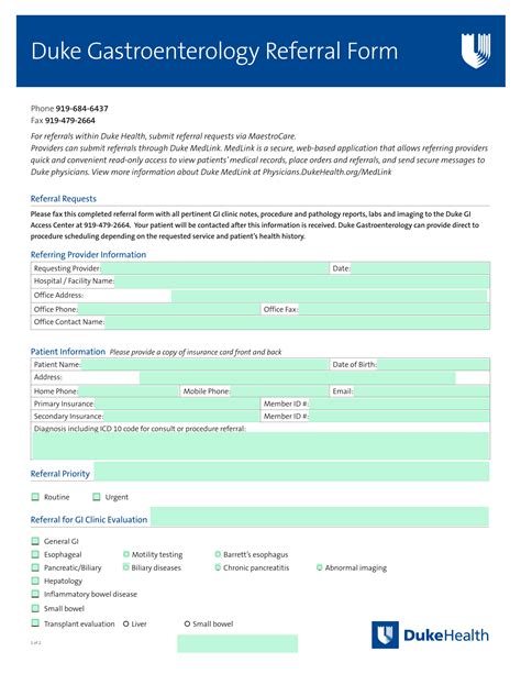 Duke gastroenterology referral form.  Our focus on digestive disorders ensures ...