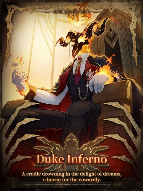 Duke inferno. The Ashblazing Grand Duke is a Relic Set that can be obtained from trailblazing and challenging Cavern of Corrosion in 2-5 rarities. For the number of follow-up attack hits, see Damage#Hit Split. This Relic Set's story is based on Duke Inferno Ifrit. 