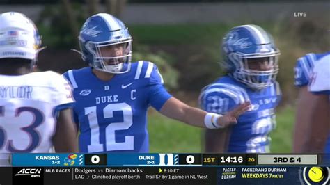 Game: Kansas Jayhawks vs Duke Blue Devils Date: Saturday, September 25, 2021 Location: Wallace Wade Stadium in Durham, NC TV: ACCN Odds/Point Spread: Blue Devils (-11.5) Total/Over-Under: 59 The .... 