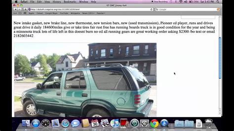 Duluth craigslist cars and trucks by owner. Browse hundreds of cars and trucks for sale by private sellers in the Duluth area on craigslist. Find cars and trucks by make, model, year, price, and more. See photos, … 