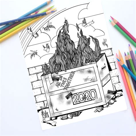 Dumpster Fire Coloring Page