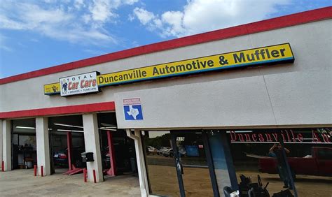 Duncanville Automotive & Muffler - Business Information. Automotive Service & Collision Repair · Texas, United States · <25 Employees. Duncanville Automotive & Muffler is a company that operates in the Automotive industry. It employs 11-20 people and has $1M-$5M of revenue. The company is headquartered in Duncanville, Texas.