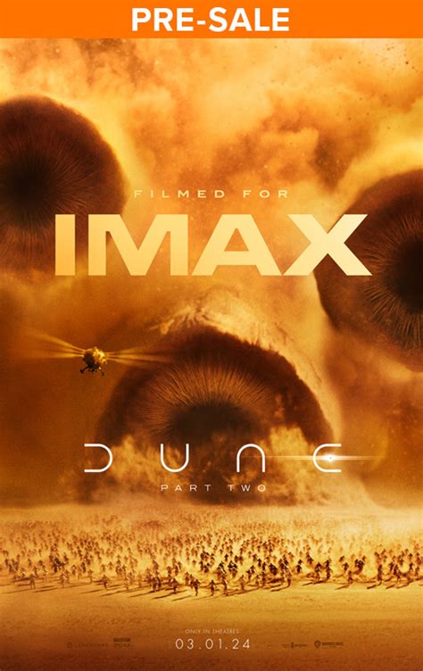 Dune part two fan first premieres in imax. Dune: Part Two Fan First Premieres in IMAX Synopsis "Dune: Part Two" will explore the mythic journey of Paul Atreides as he unites with Chani and the Fremen while on a warpath of revenge against the conspirators who destroyed his family. 