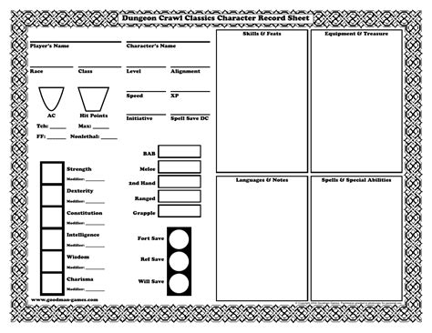 Dungeons And Doggies Form Fillable Character Sheet Printable Forms