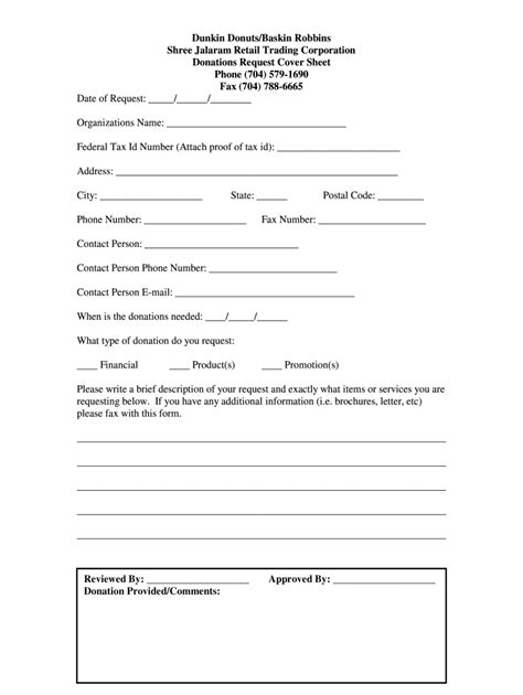Dunkin Donuts Donation Request Form Fill Out and Sign Printable PDF