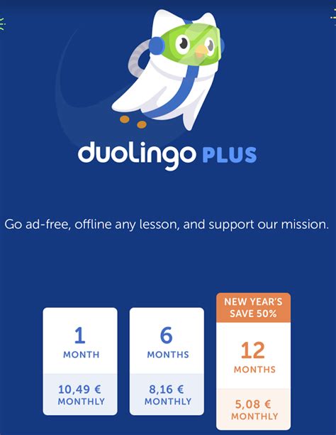 Duolingo subscription. Again, the Super Duolingo family plan varies based on where you’re located and how many people you split your plan between. In the US, this plan costs a total of $119.99 per year for up to six … 