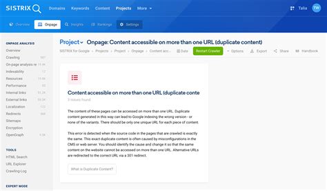 Duplicate Content SISTRIX