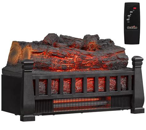 Duraflame. 20.51-in W 5200-BTU Black Electric Fireplace Logs with Heater Remote Control Included. Multiple Sizes Available. NAPOLEON. 5000-BTU Black Electric Fireplace Logs and Thermostat. NAPOLEON. 70-in W 5000-BTU Brown Electric Fireplace Logs.. 