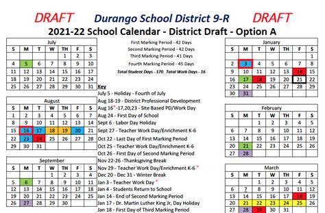 Durango 9r Calendar