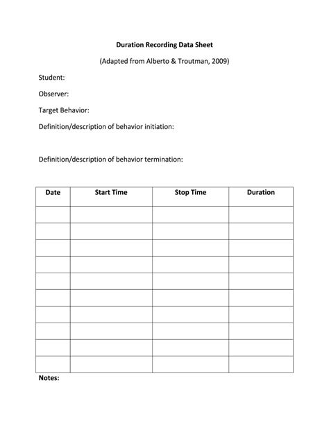 Duration recording data sheet. Things To Know About Duration recording data sheet. 