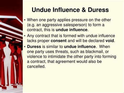 Duress and Undue Influence