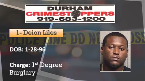 CrimeStoppers takes tips about crimes occurring in Durham County, NC. CrimeStoppers takes information about crimes that have already occurred. These tips are frequently about drug sales, weapons violations, shootings, robberies, murders, etc. CrimeStoppers also takes tips regarding people with active warrants. To provide information on a crime .... 
