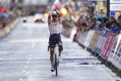 Dutch cycling star Van der Poel gets up from crash, goes on to win world road race title