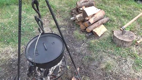 Dutch oven lid lifter for campfire cooking - YouTube