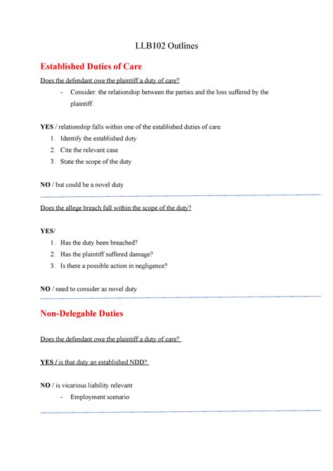 Duties of Care Outline - Hospitalitylawyer.com