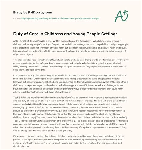 Duty of Care in Childrens and Young Peo…